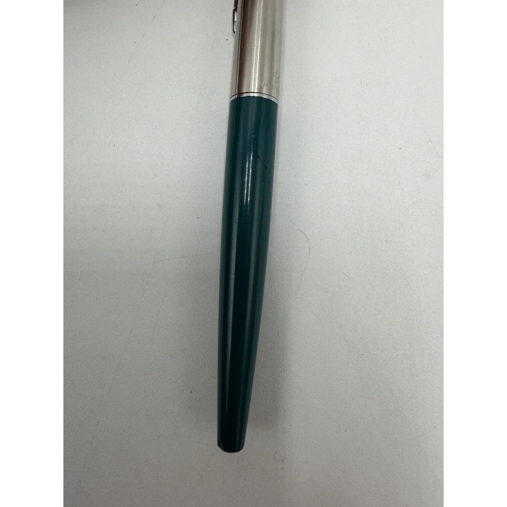1970s PARKER 45 FOUNTAIN PEN Teal Brushed Chrome Vintage All Original